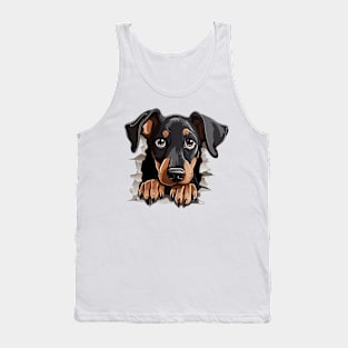 Baby Doberman Pinscher Dog Peeking Tank Top